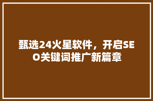 甄选24火星软件，开启SEO关键词推广新篇章
