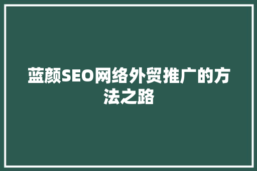 蓝颜SEO网络外贸推广的方法之路