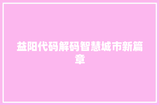 益阳代码解码智慧城市新篇章
