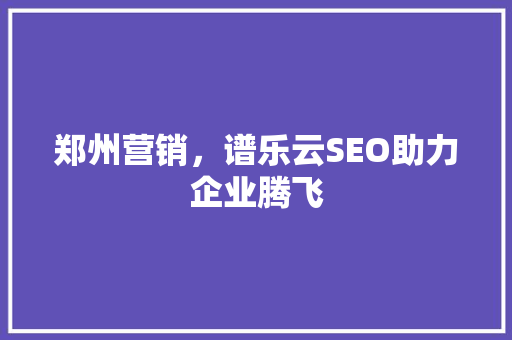 郑州营销，谱乐云SEO助力企业腾飞