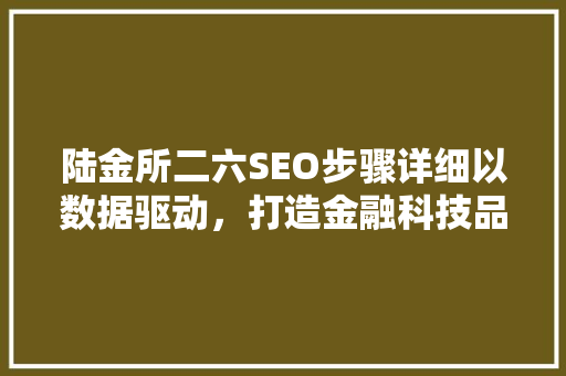 陆金所二六SEO步骤详细以数据驱动，打造金融科技品牌新高度