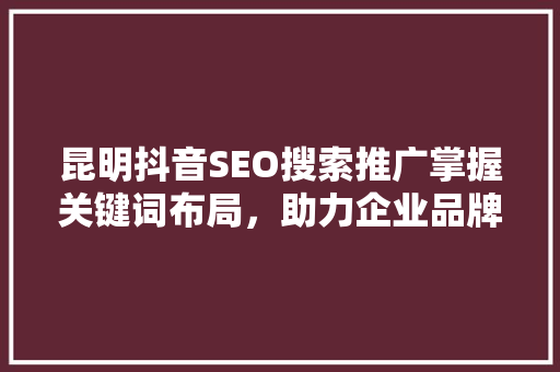 昆明抖音SEO搜索推广掌握关键词布局，助力企业品牌腾飞