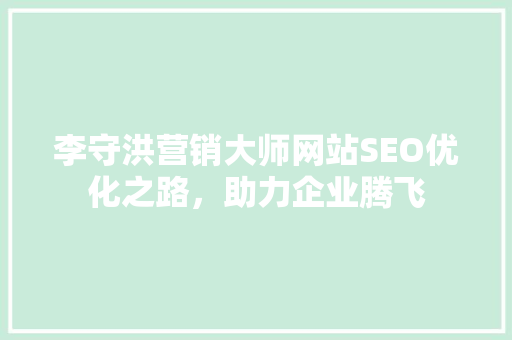 李守洪营销大师网站SEO优化之路，助力企业腾飞