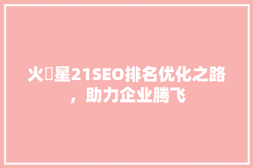 火乚星21SEO排名优化之路，助力企业腾飞