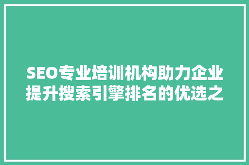 SEO专业培训机构助力企业提升搜索引擎排名的优选之选