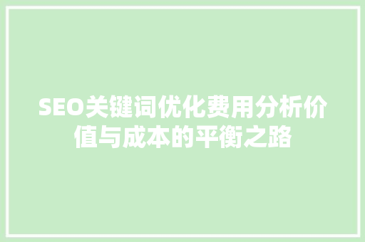 SEO关键词优化费用分析价值与成本的平衡之路