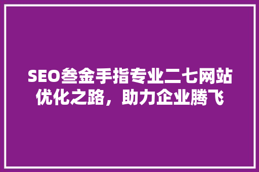 SEO叁金手指专业二七网站优化之路，助力企业腾飞