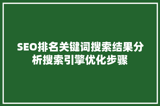 SEO排名关键词搜索结果分析搜索引擎优化步骤
