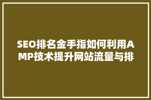 SEO排名金手指如何利用AMP技术提升网站流量与排名