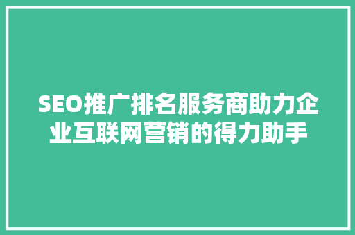 SEO推广排名服务商助力企业互联网营销的得力助手