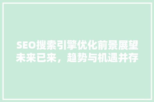 SEO搜索引擎优化前景展望未来已来，趋势与机遇并存