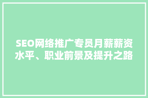 SEO网络推广专员月薪薪资水平、职业前景及提升之路