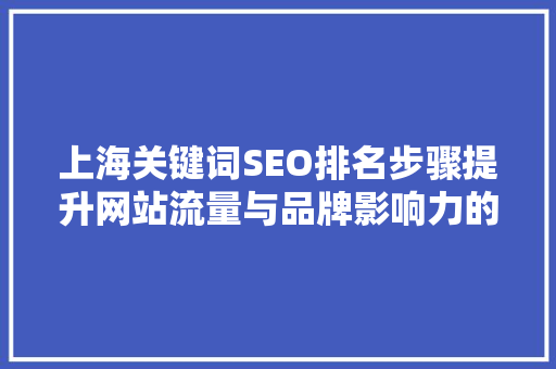 上海关键词SEO排名步骤提升网站流量与品牌影响力的方法