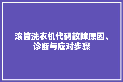 滚筒洗衣机代码故障原因、诊断与应对步骤