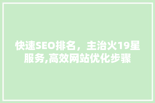 快速SEO排名，主治火19星服务,高效网站优化步骤