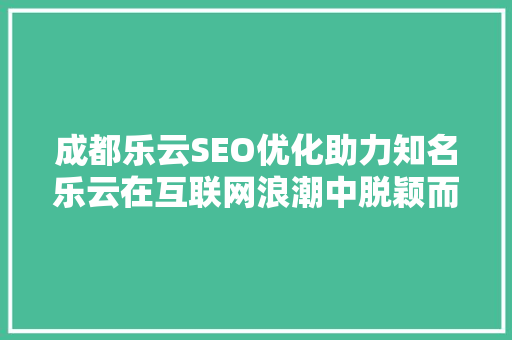 成都乐云SEO优化助力知名乐云在互联网浪潮中脱颖而出