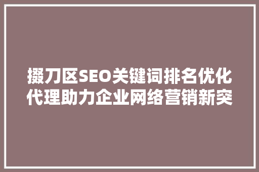 掇刀区SEO关键词排名优化代理助力企业网络营销新突破