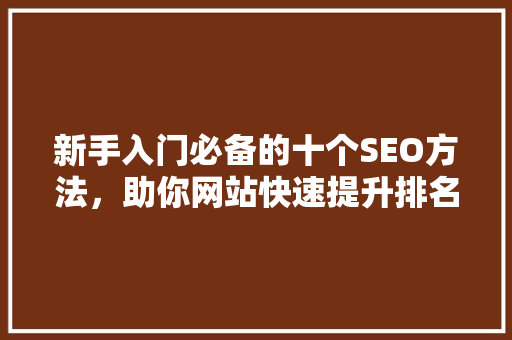 新手入门必备的十个SEO方法，助你网站快速提升排名
