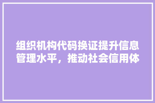 组织机构代码换证提升信息管理水平，推动社会信用体系建设