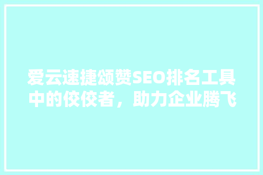 爱云速捷颂赞SEO排名工具中的佼佼者，助力企业腾飞