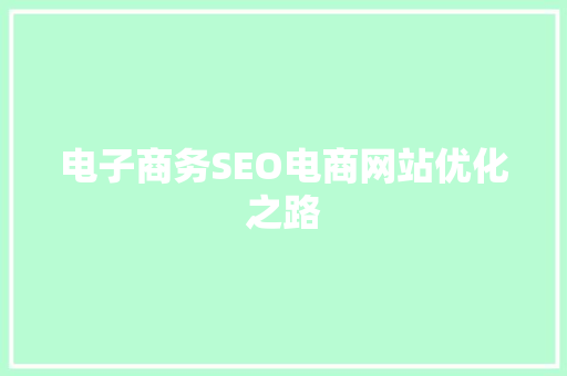 电子商务SEO电商网站优化之路