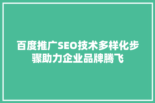 百度推广SEO技术多样化步骤助力企业品牌腾飞