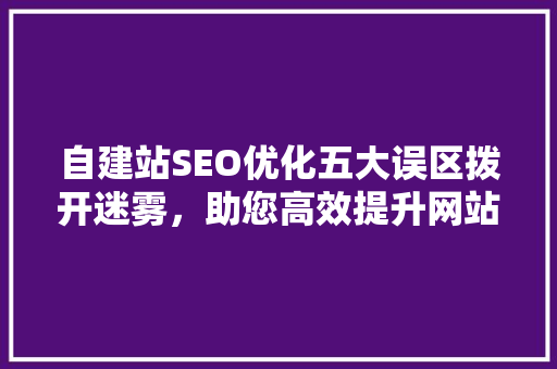自建站SEO优化五大误区拨开迷雾，助您高效提升网站排名