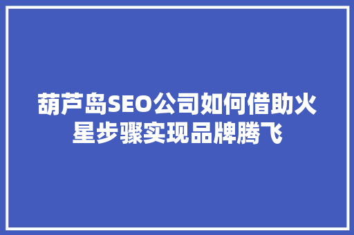 葫芦岛SEO公司如何借助火星步骤实现品牌腾飞