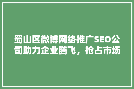 蜀山区微博网络推广SEO公司助力企业腾飞，抢占市场先机