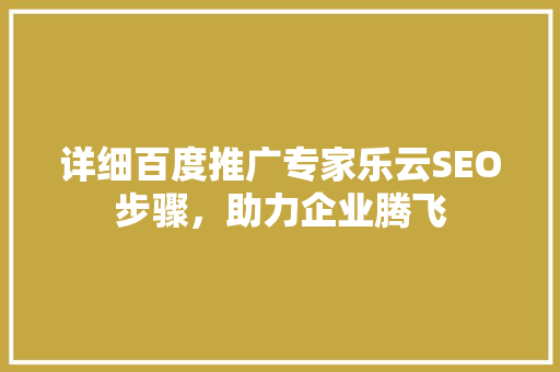 详细百度推广专家乐云SEO步骤，助力企业腾飞