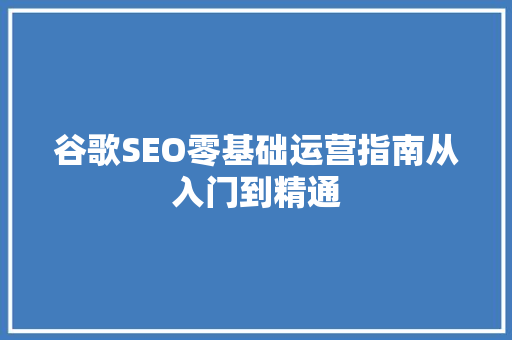 谷歌SEO零基础运营指南从入门到精通