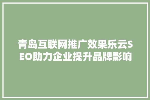 青岛互联网推广效果乐云SEO助力企业提升品牌影响力