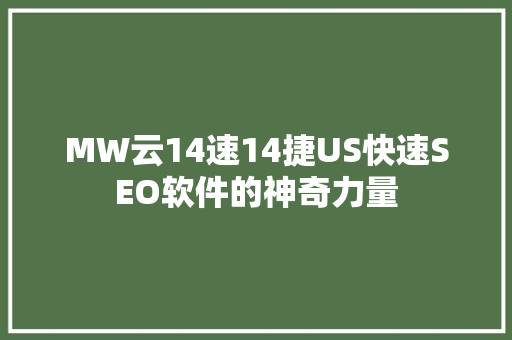 MW云14速14捷US快速SEO软件的神奇力量