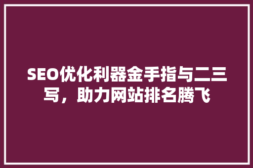SEO优化利器金手指与二三写，助力网站排名腾飞