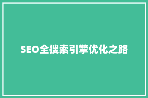 SEO全搜索引擎优化之路