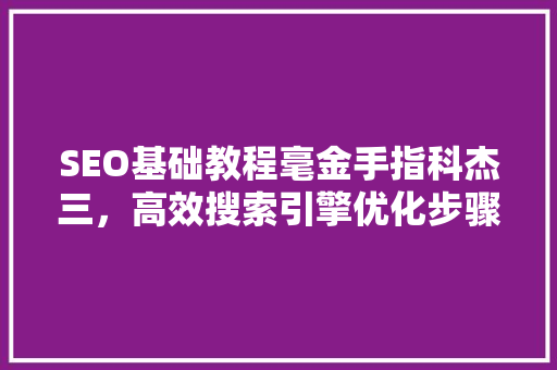 SEO基础教程毫金手指科杰三，高效搜索引擎优化步骤