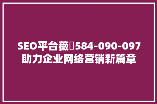 SEO平台薇訊584-090-097助力企业网络营销新篇章