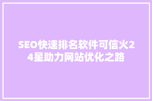 SEO快速排名软件可信火24星助力网站优化之路