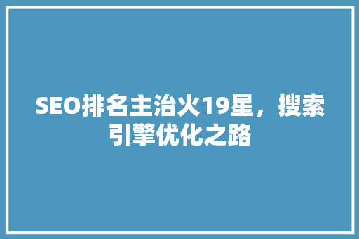 SEO排名主治火19星，搜索引擎优化之路