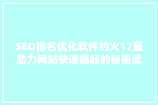 SEO排名优化软件约火17星助力网站快速崛起的秘密武器