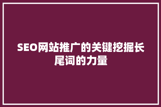 SEO网站推广的关键挖掘长尾词的力量