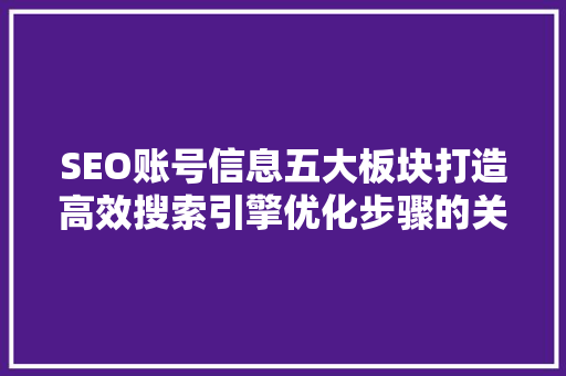 SEO账号信息五大板块打造高效搜索引擎优化步骤的关键