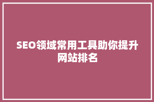 SEO领域常用工具助你提升网站排名