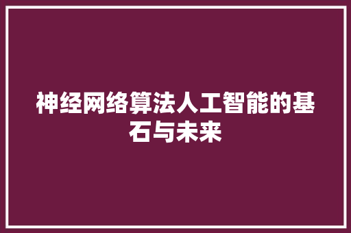 神经网络算法人工智能的基石与未来