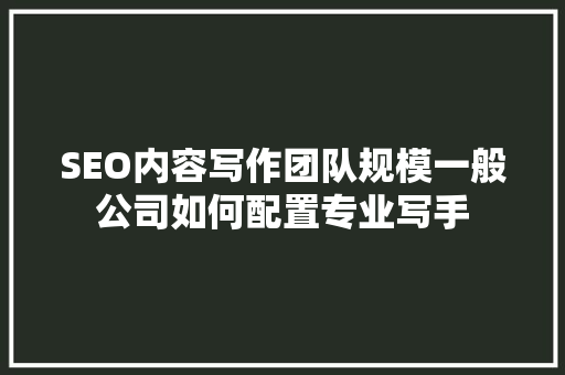 SEO内容写作团队规模一般公司如何配置专业写手