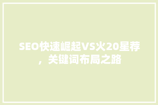 SEO快速崛起VS火20星荐，关键词布局之路