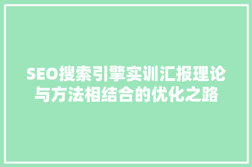 SEO搜索引擎实训汇报理论与方法相结合的优化之路