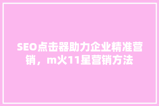 SEO点击器助力企业精准营销，m火11星营销方法