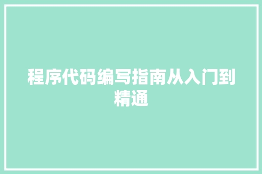 程序代码编写指南从入门到精通