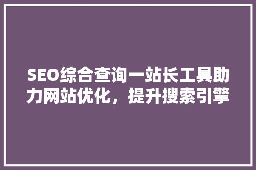 SEO综合查询一站长工具助力网站优化，提升搜索引擎排名